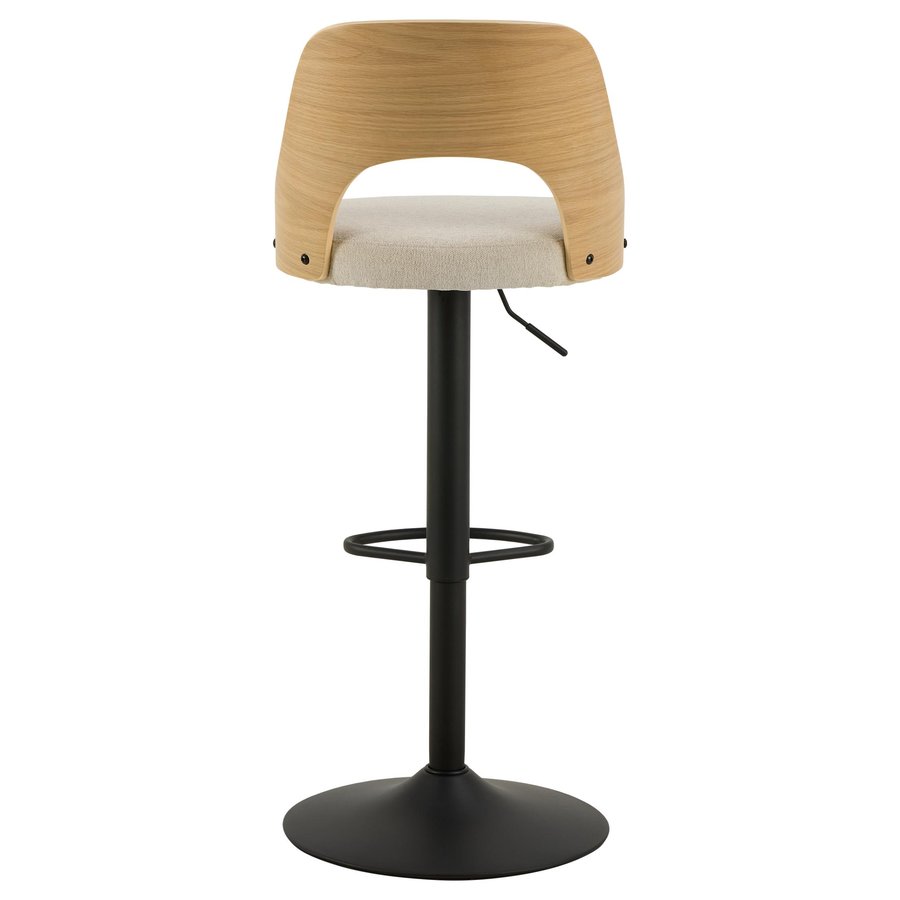Lucy Barstol Beige Stof Egetræ Drejefunktion