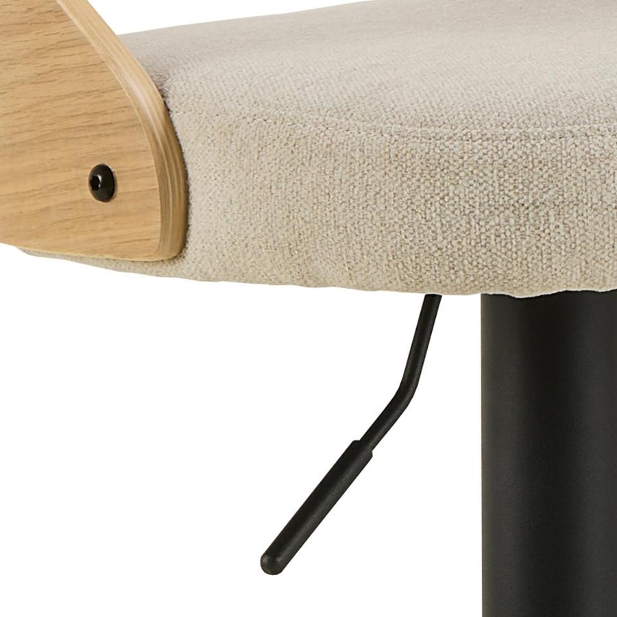 Lucy Barstol Beige Stof Egetræ Drejefunktion