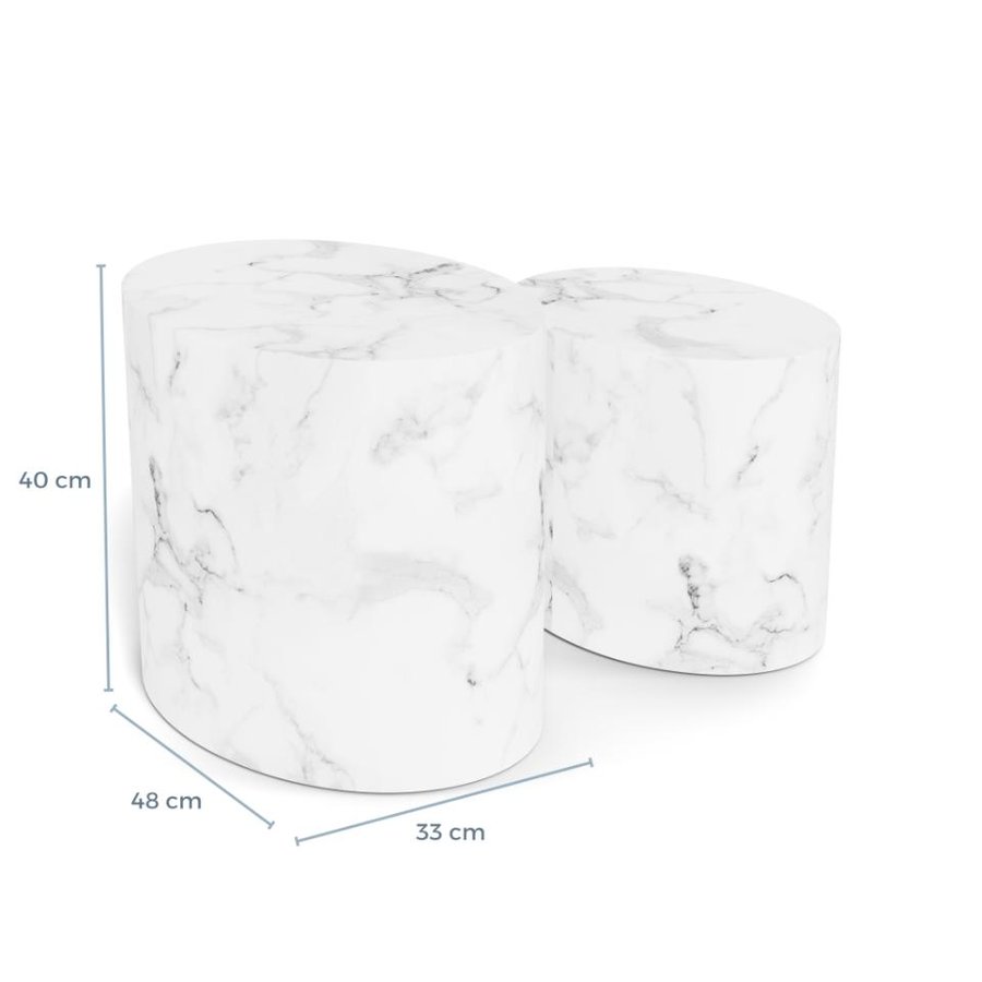 Mice Oval Sofabordssæt Hvid Marmor Carrara
