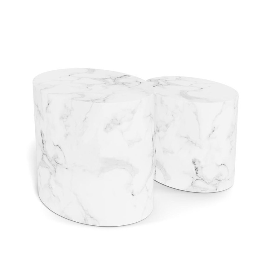 Mice Oval Sofabordssæt Hvid Marmor Carrara