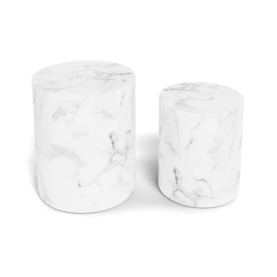 Mice Oval Sofabordssæt Hvid Marmor Carrara