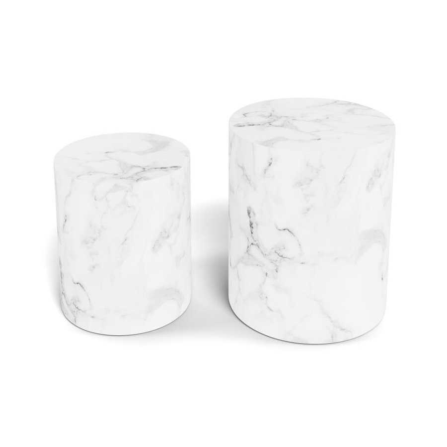 Mice Oval Sofabordssæt Hvid Marmor Carrara