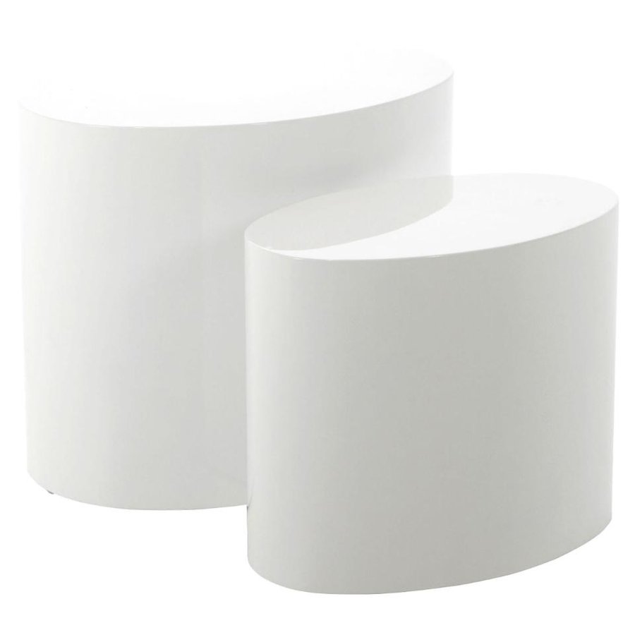 Mice Oval Sofabordssæt Hvid Mdf Actona