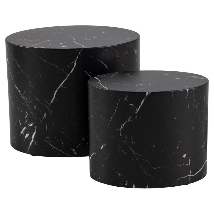 Mice Oval Sofabordssæt Sort Marmor Papir
