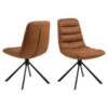 Milford Spisebordsstol Cognac Stof Drejefunktion Stel