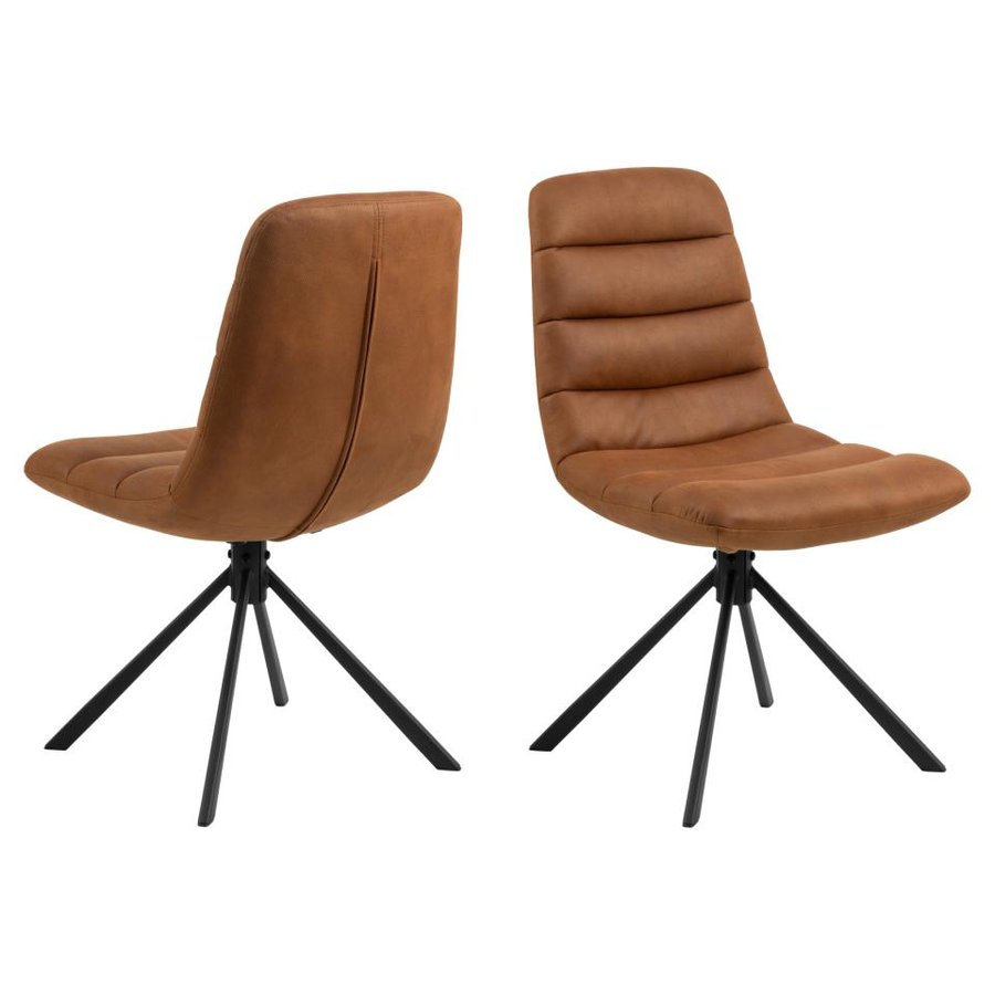 Milford Spisebordsstol Cognac Stof Drejefunktion Stel
