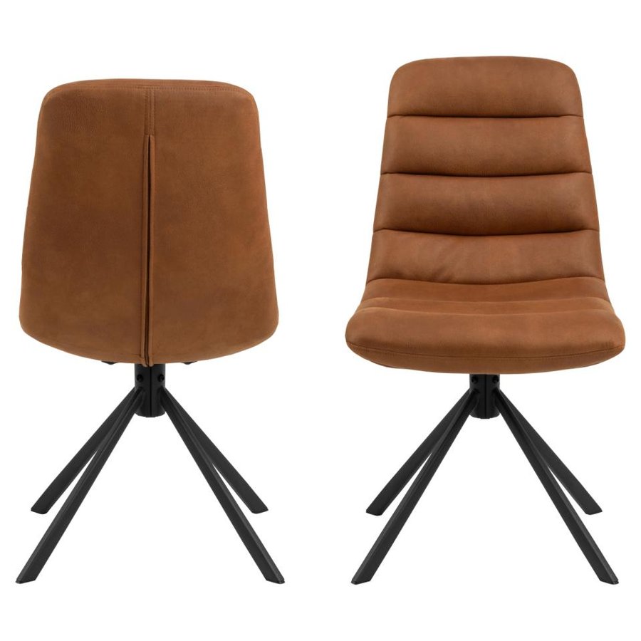 Milford Spisebordsstol Cognac Stof Drejefunktion Stel