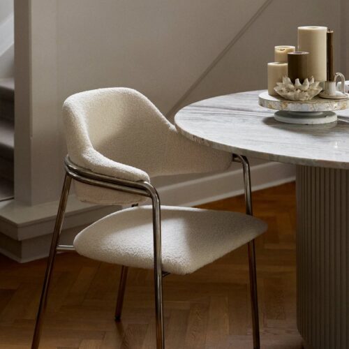 ALBERT Stol i Off White Møbelstof med Rustfri Stålstel fra Nordal | 59x56x84 cm hos uniquebeds, home & living - Billede 4