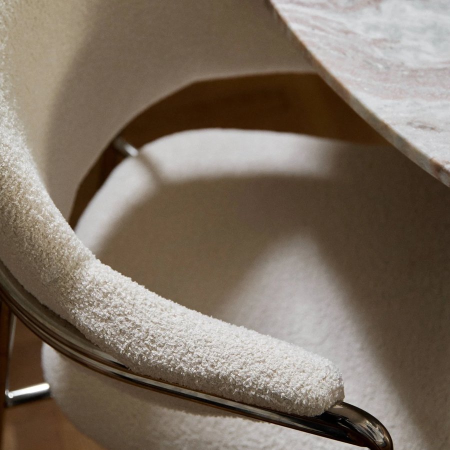 ALBERT Stol i Off White Møbelstof med Rustfri Stålstel fra Nordal | 59x56x84 cm hos uniquebeds, home & living - Billede 5