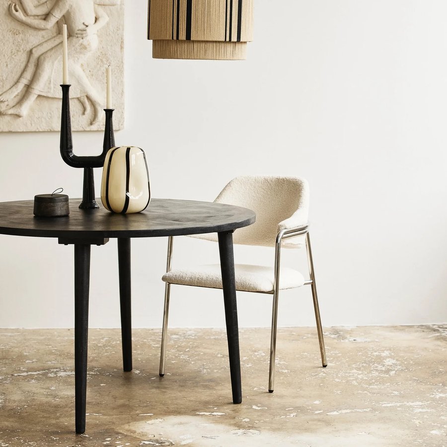 ALBERT Stol i Off White Møbelstof med Rustfri Stålstel fra Nordal | 59x56x84 cm hos uniquebeds, home & living - Billede 8