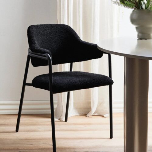 ALBERT Stol i Sort Møbelstof med Sort Metalstel fra Nordal | 59x56x84 cm hos uniquebeds, home & living - Billede 4