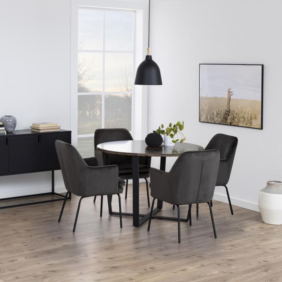 Amble Rund Spisebord Brown Marmor Delhi