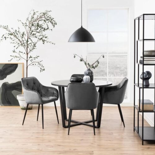 Amble Spisebord Sort Melamin Stel Sort