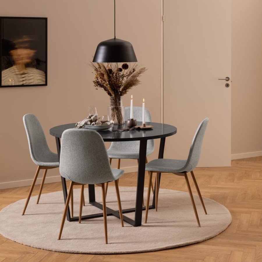 Amble Spisebord Sort Melamin Stel Sort