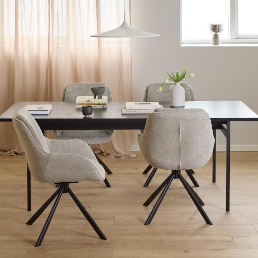 Angus Spisebord Sort Ask Melamin Stel