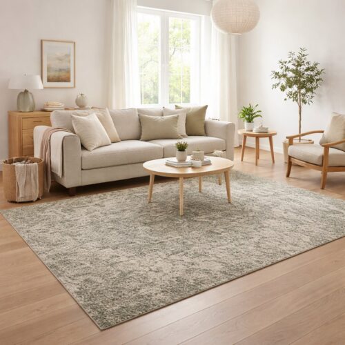 ARIA Jacquardvævet Gulvtæppe fra Nordal | 75x200/160x240 cm | Grøn, Beige hos uniquebeds, home & living - Billede 3