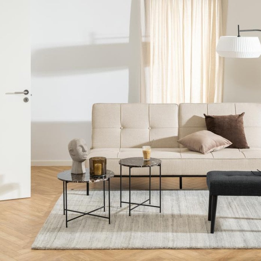 Avila Hjørnebord Brun Marmor Stel Sort