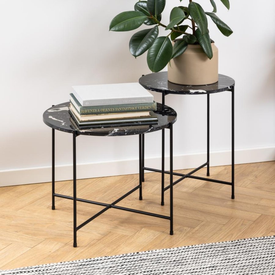 Avila Hjørnebord Sort Kunstig Marmor Stel