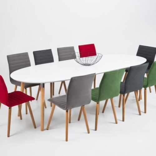 Belina Oval Spisebord Hvid Mdf Stel