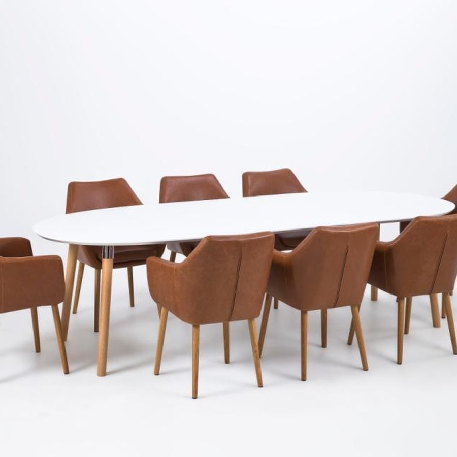 Belina Oval Spisebord Hvid Mdf Stel