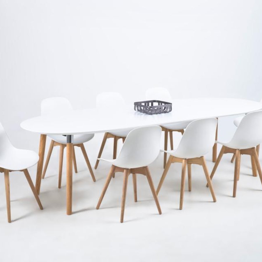 Belina Oval Spisebord Hvid Mdf Stel