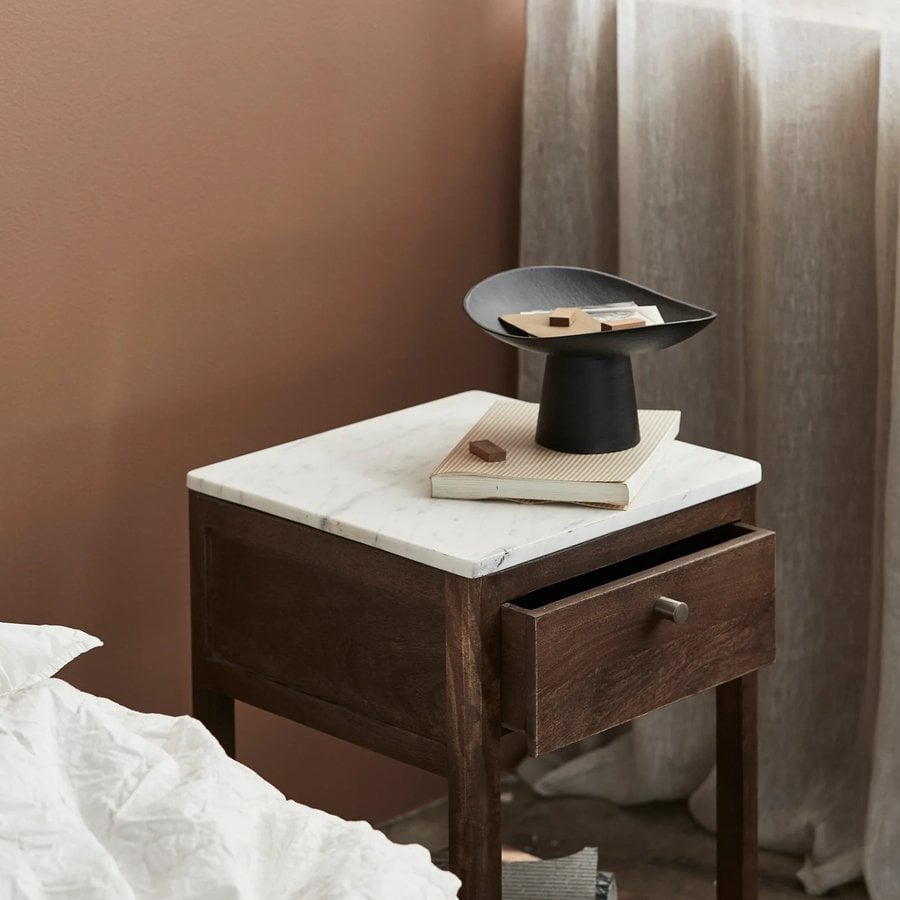 BILLIE Sidebord i Mangotræ med Marmorplade fra Nordal | 40x40x60 cm hos uniquebeds, home & living - Billede 2