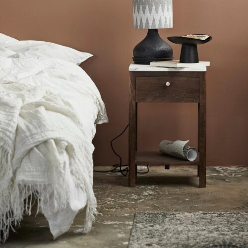 BILLIE Sidebord i Mangotræ med Marmorplade fra Nordal | 40x40x60 cm hos uniquebeds, home & living - Billede 3