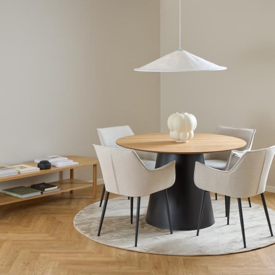 Bonita Spisebordsstol Beige Stof Armlæn Stel
