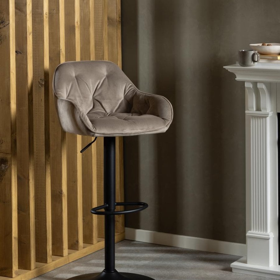 Brooke Barstol Beige Stof Drejefunktion Fodstøtte
