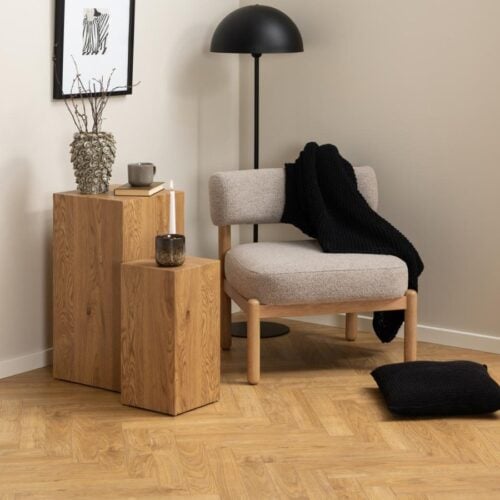 Burley Lounge Stol Beige Stof Posefjedre