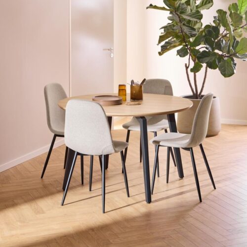 Cadiz Spisebordssæt Egetræ Melamin Beige Stof