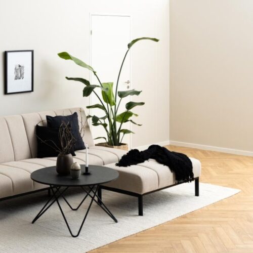 Caix Firkantet Puf Beige Stof Lodret