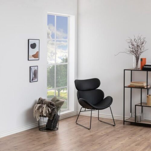 Cazar Lounge Stol Sort Pu Stel