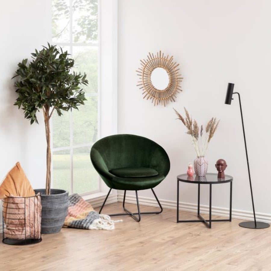 miljoe-center-lounge-stol-i-skovgrn-stof-med-armln-og-stel-i-sort-stl-fra-act-0000078549-1 Center Lounge Stol Skovgrøn Stof Armlæn
