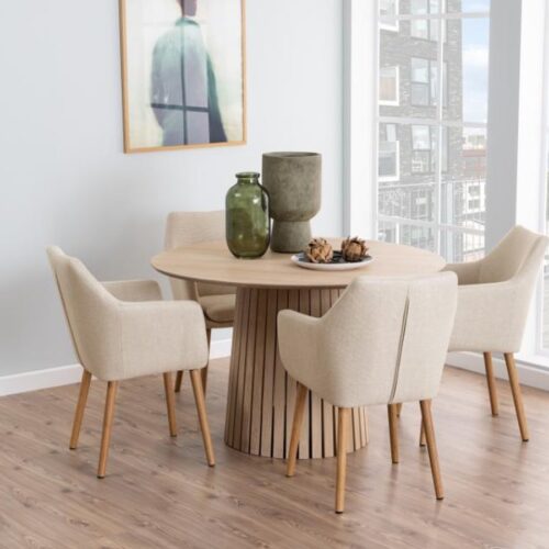 Christo Spisebord Hvidpigmenteret Egetræ Søjlestel Hvidpigmenteret