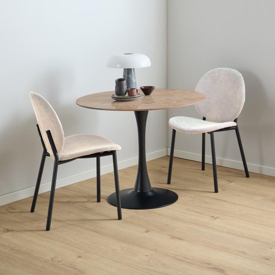 Cliff Spisebordsstol Beige Stof Lynlås Stel