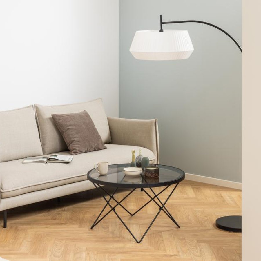 Cuxton Sofabord Røgfarvet Glas Stel Sort