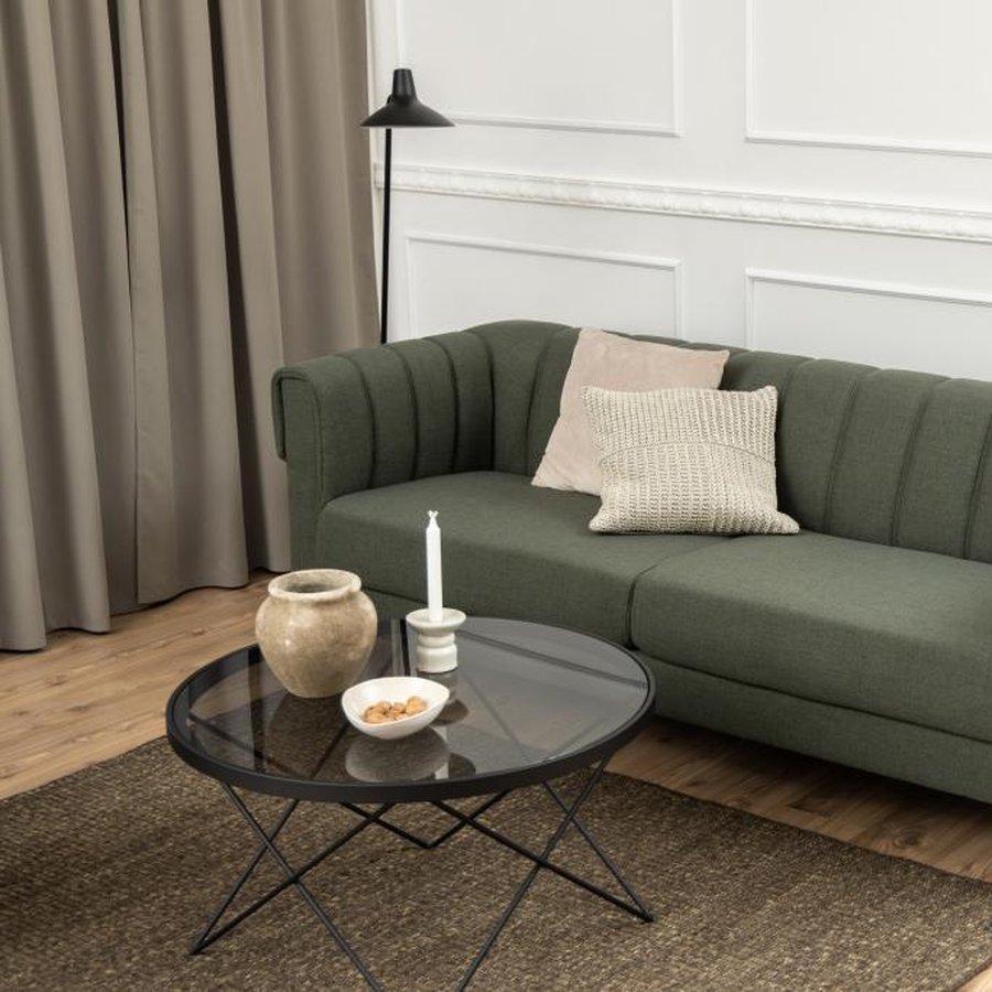 Cuxton Sofabord Røgfarvet Glas Stel Sort