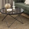 Cuxton Sofabord Røgfarvet Glas Stel Sort