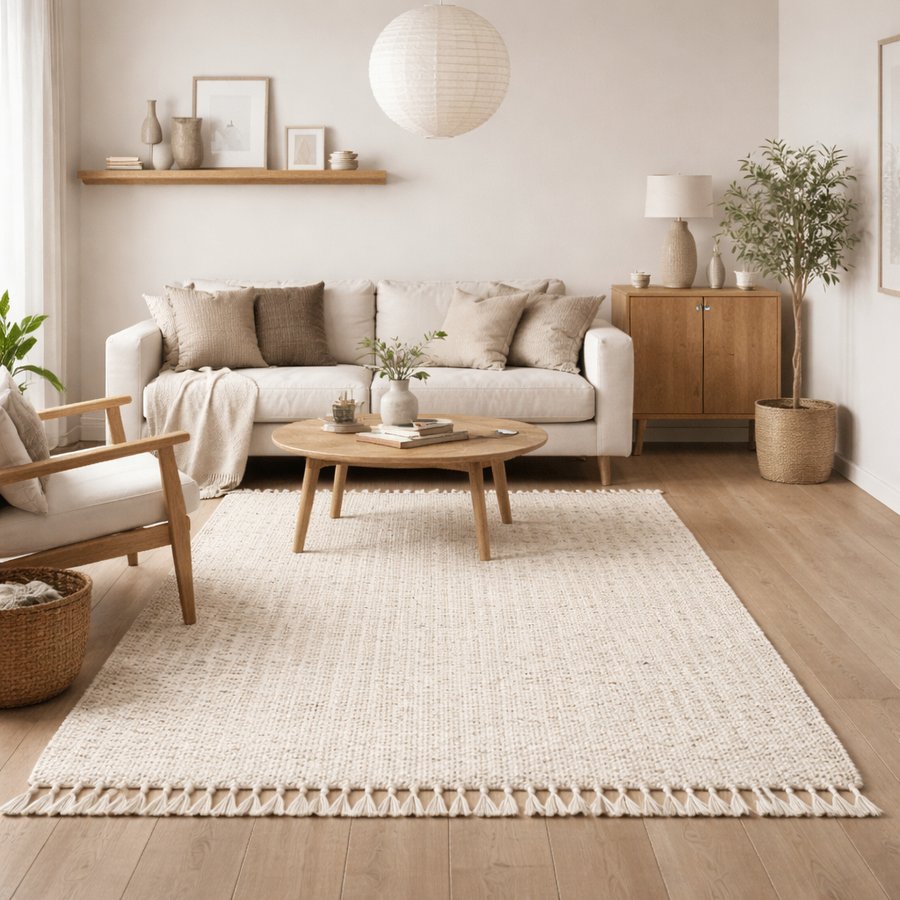 DALIA Gulvtæppe i Bomuld fra Nordal | 160x240 cm | Natur hos uniquebeds, home & living - Billede 1