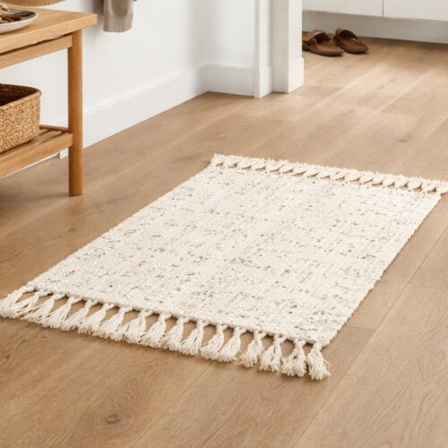 DALIA Gulvtæppe i Bomuld fra Nordal | 65x90 cm | Natur, Råhvid hos uniquebeds, home & living - Billede 2