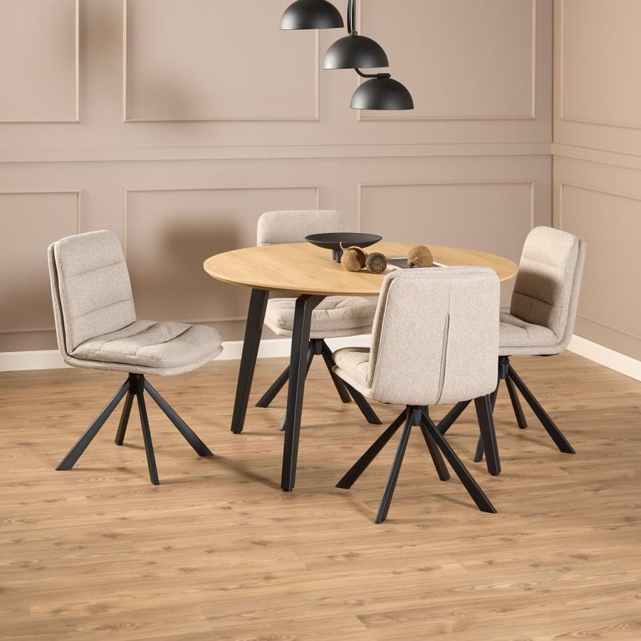 Dean Spisebordsstol Beige Stof Drejefunktion Stel