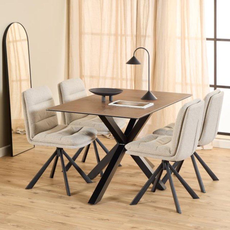 Dean Spisebordsstol Beige Stof Drejefunktion Stel