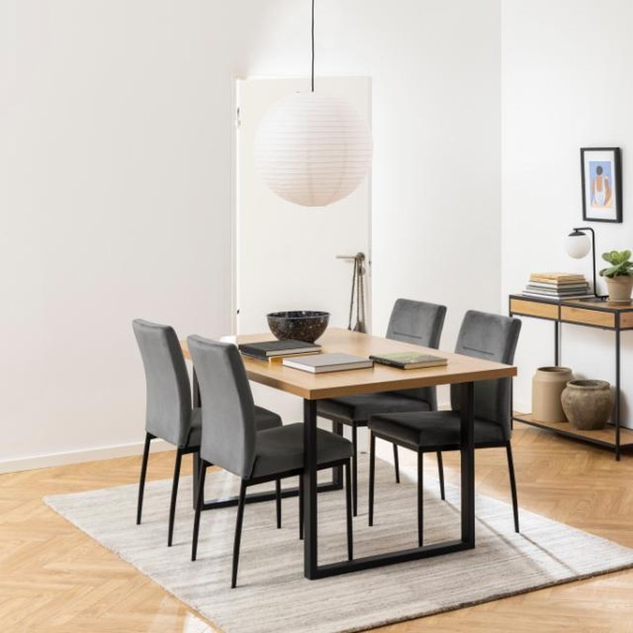 miljoe-demi-spisebordsstol-i-mrkegr-stof-med-horisontal-syning-og-stel-i-sort-0000089809-2 Demi Spisebordsstol Mørkegrå Stof Horisontal Syning