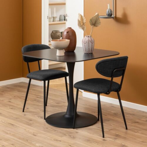 Denise Spisebordsstol Mørkegrå Stof Stel Sort