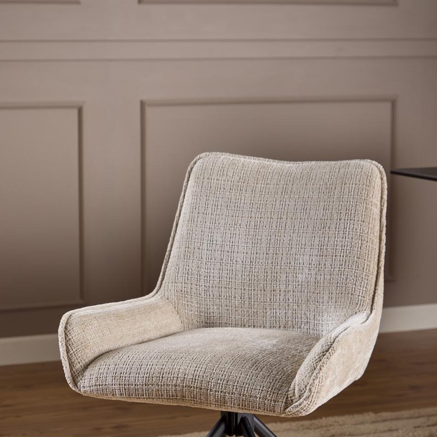 Eddie Spisebordsstol Beige Jute Drejefunktion Lynlås