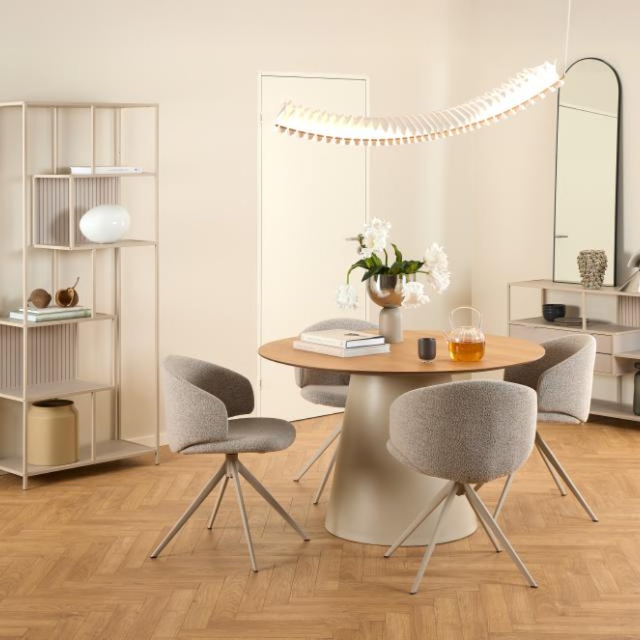 Ella Spisebordsstol Beige Stof Drejefunktion Stel