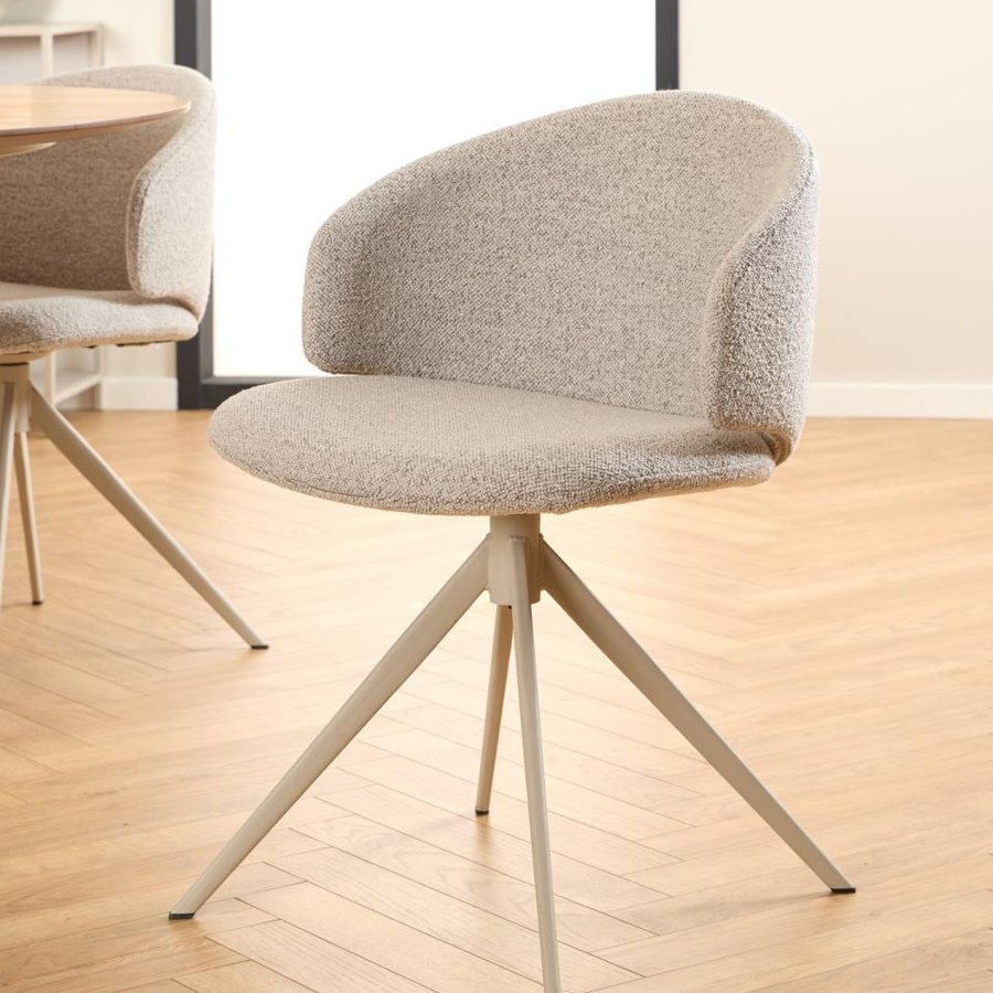Ella Spisebordsstol Beige Stof Drejefunktion Stel