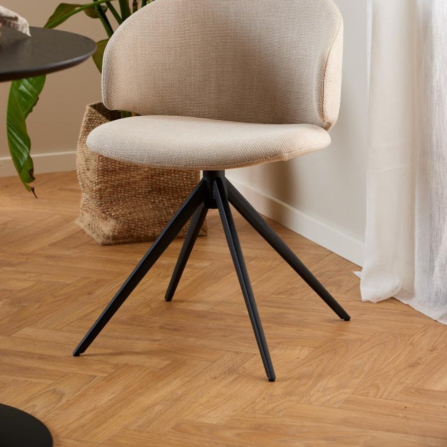 Ella Spisebordsstol Beige Stof Stel Sort