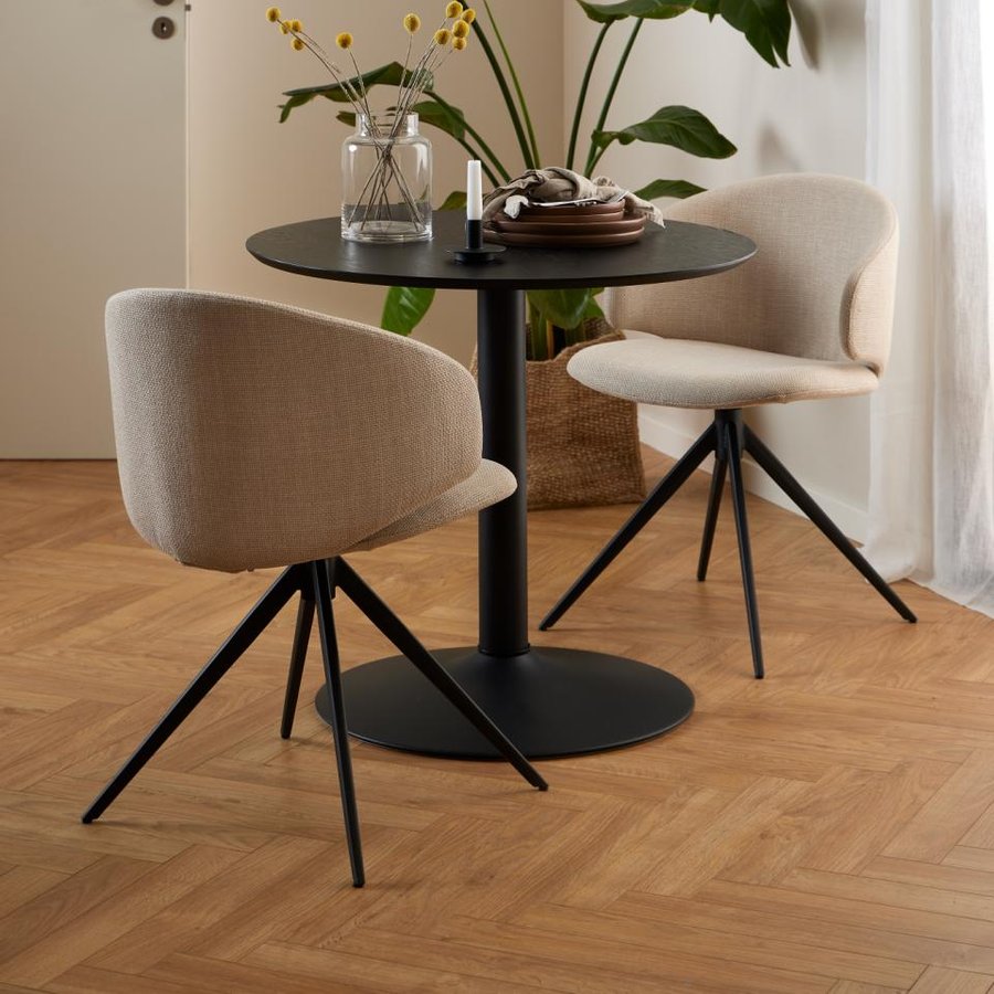 Ella Spisebordsstol Beige Stof Stel Sort